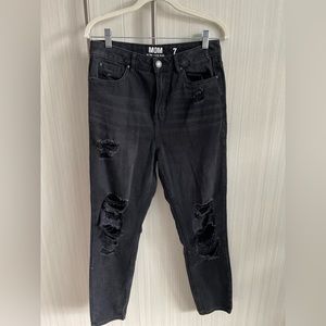 MOM Ultra‎ High Rise black distressed Women's Jeans Size 7